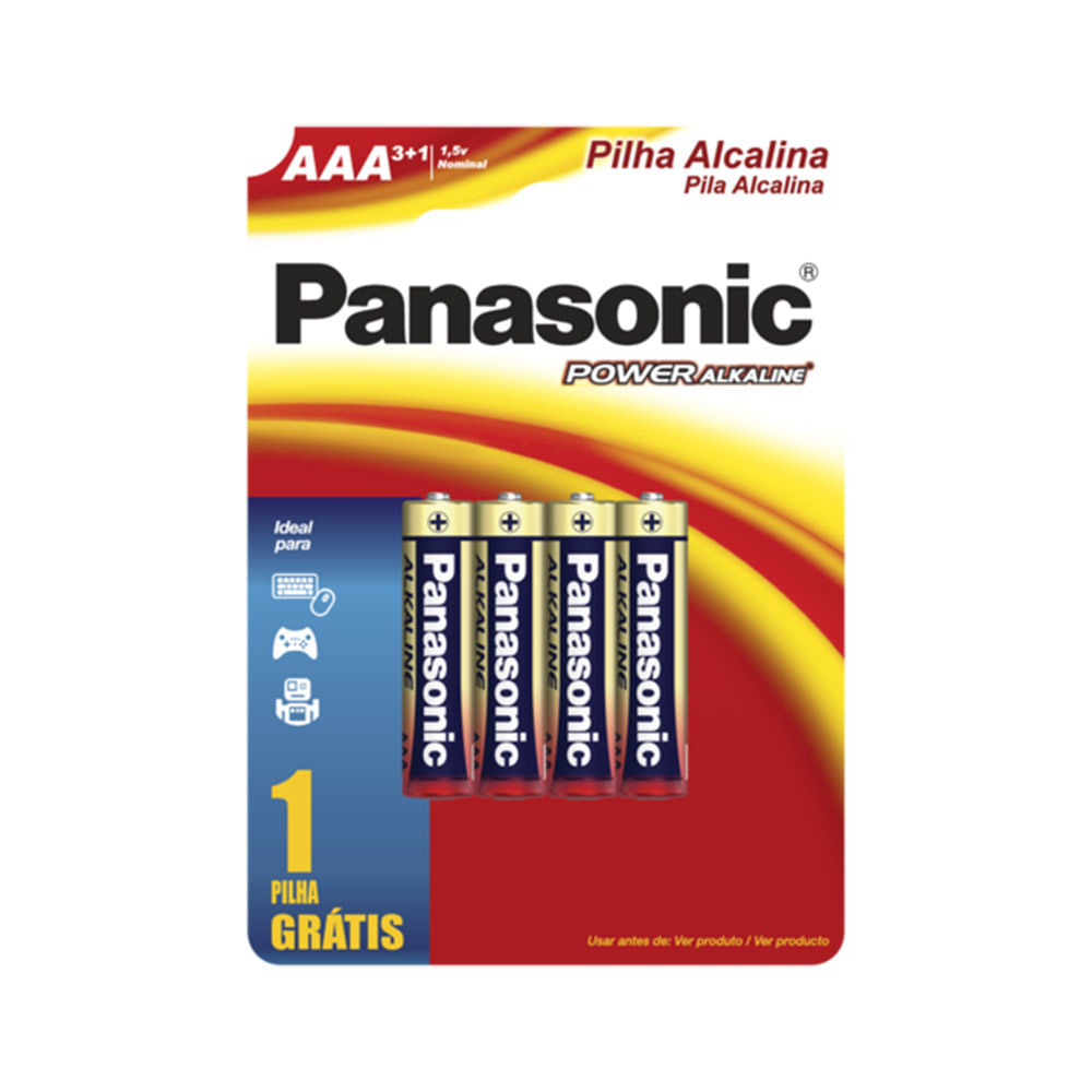 Pilha Panasonic Alcalina AAA Leve 4 Pague 3 Power