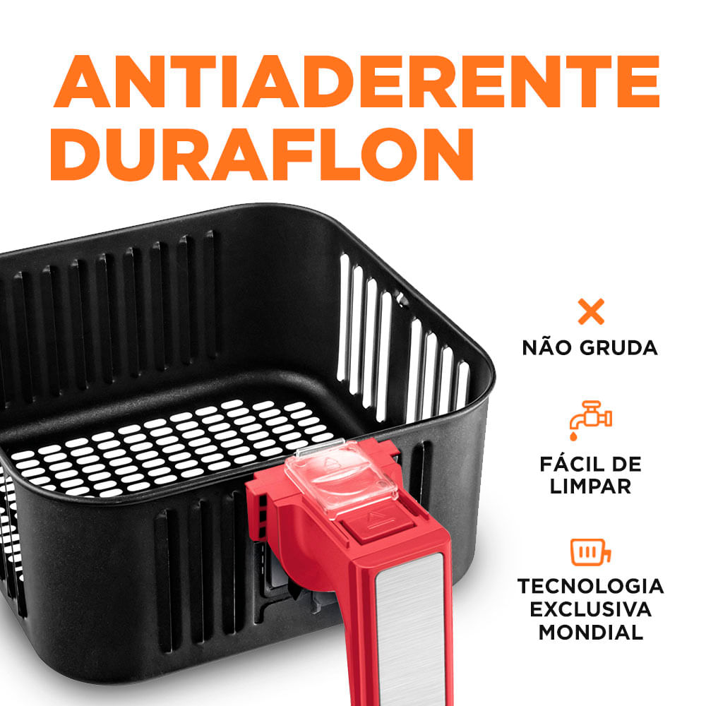 Fritadeira Elétrica Air Fryer Mondial Grand Family Inox AFN-50-RI 5L Vermelha - 127V