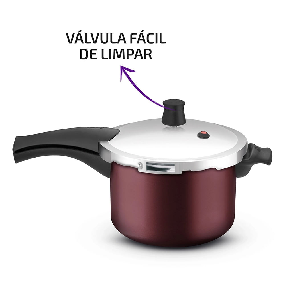 Panela de Pressão Rochedo Pratic Grena com Fechamento Externo 4,5L