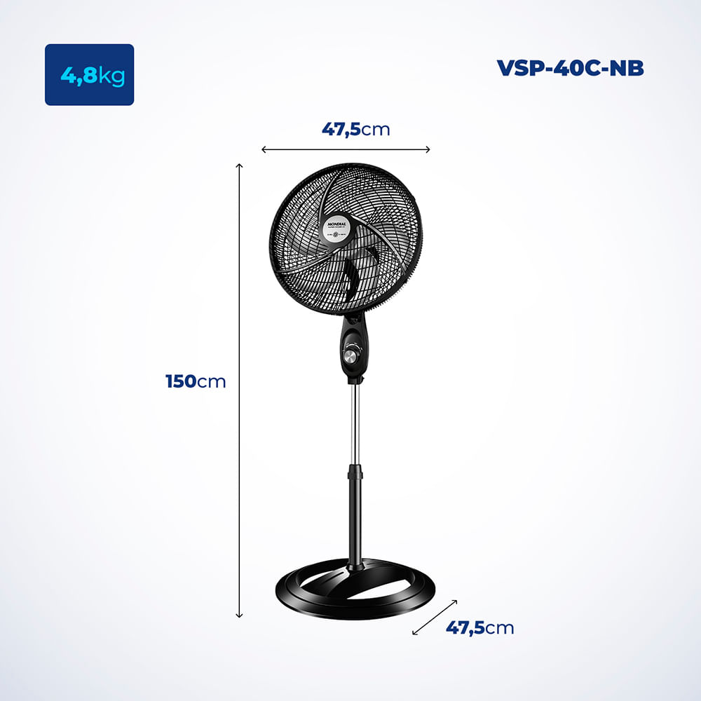 Ventilador de Coluna Mondial 6 Pás Super Power VSP40CB - 40cm 220V