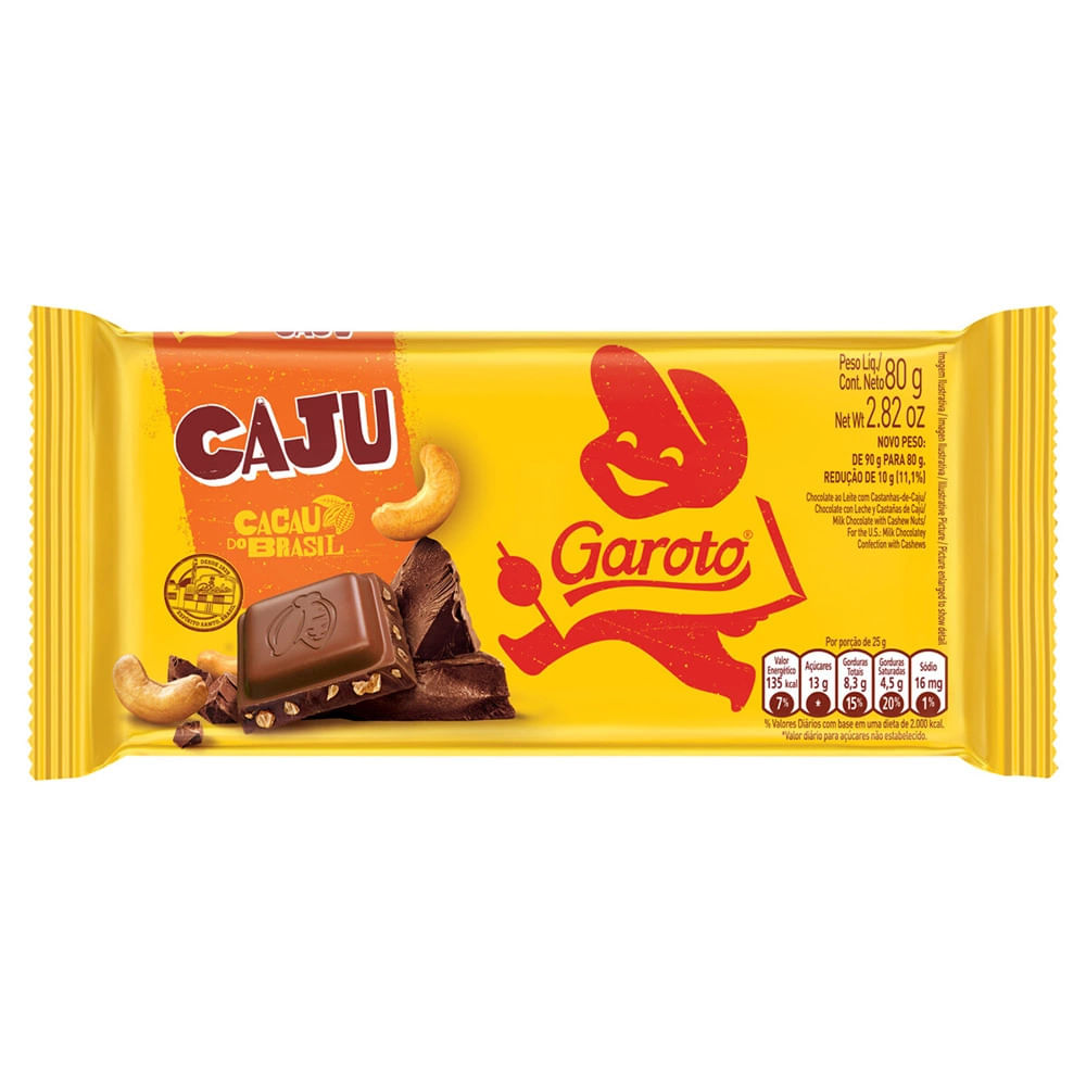 Chocolate Garoto Castanha Caju 80g