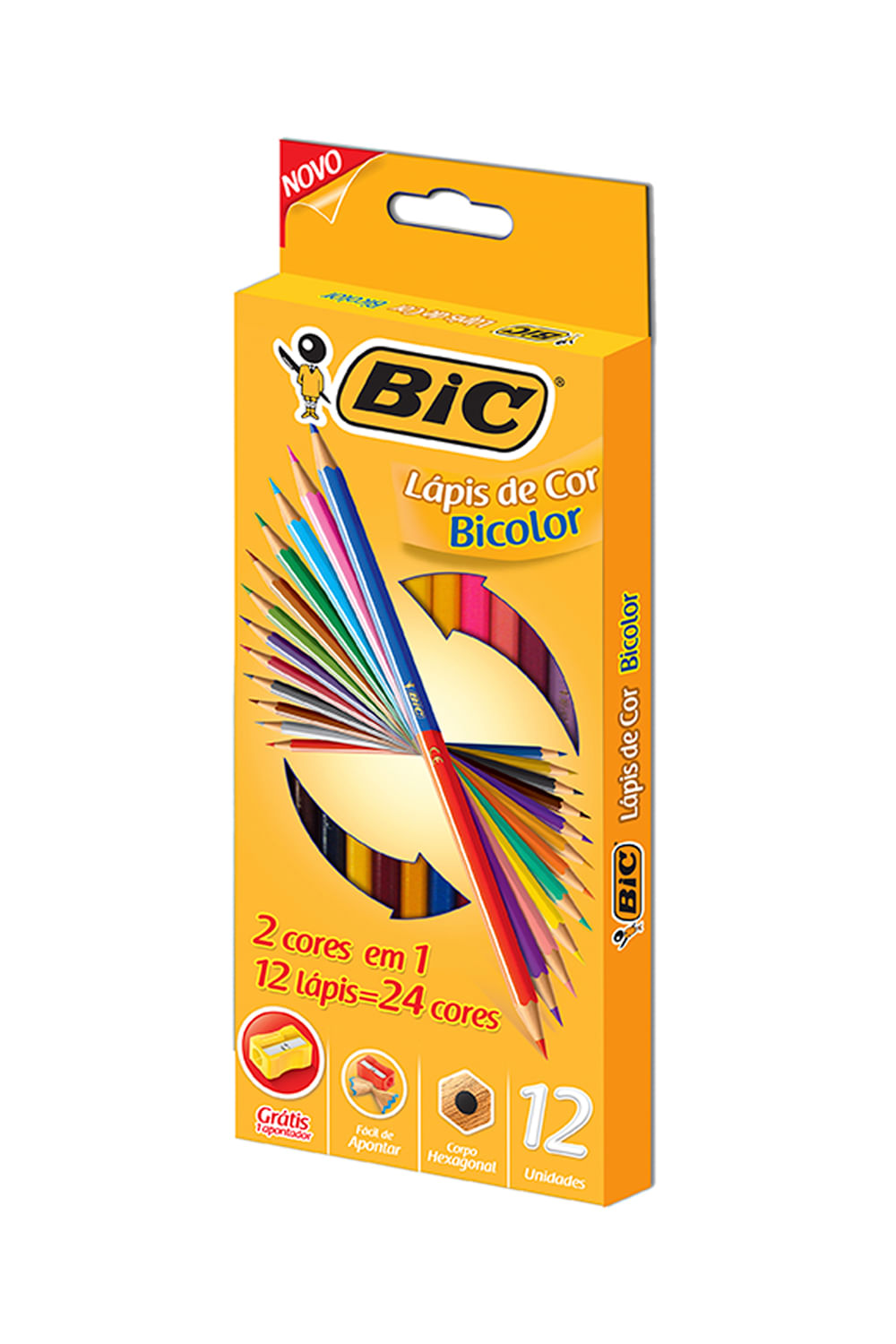 Lápis de Cor Bic Bicolor 12 Lápis e 24 Cores