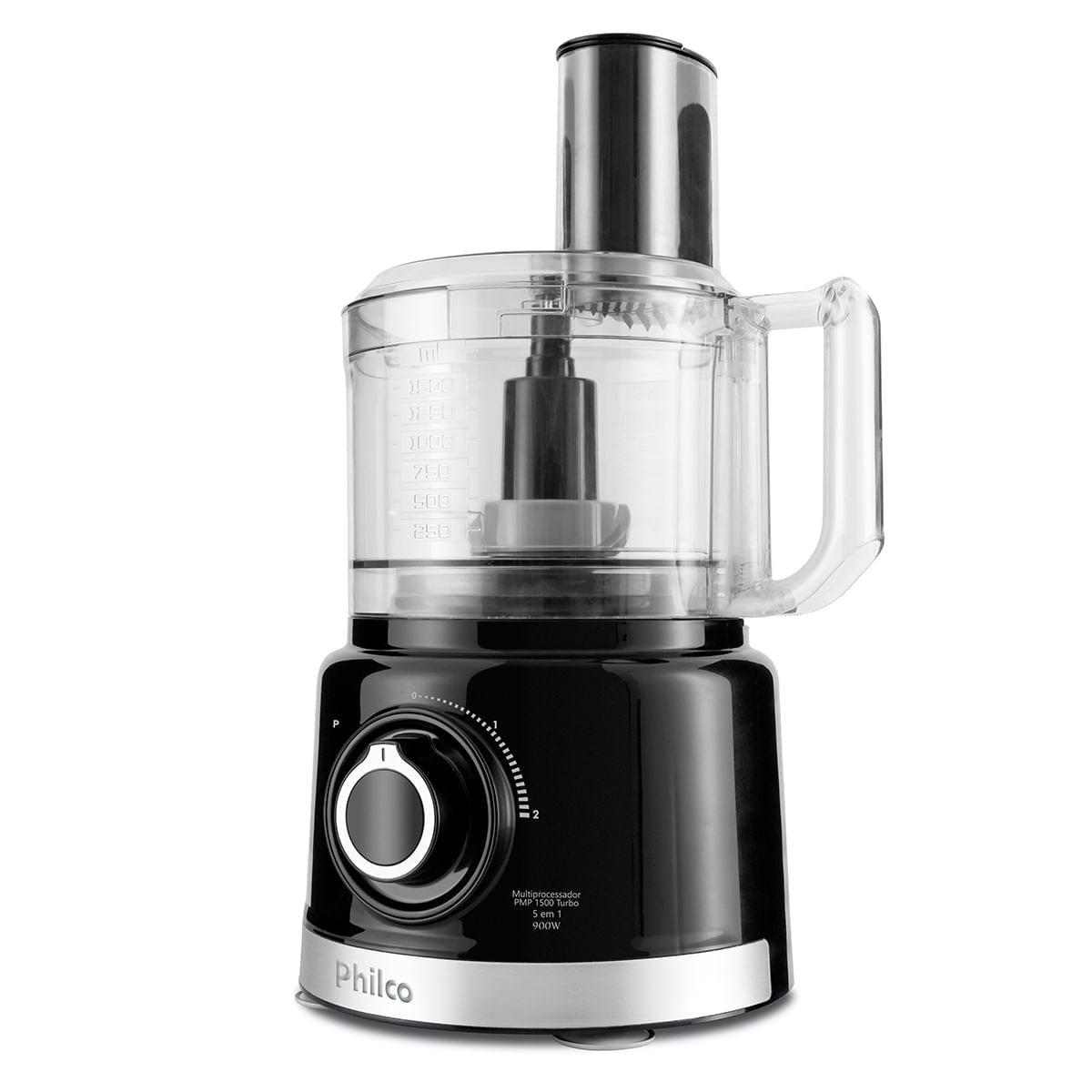 Multiprocessador de Alimentos Philco Turbo 5 em 1 PMP1500P com 2 Velocidades 1000 W - Preto 220v