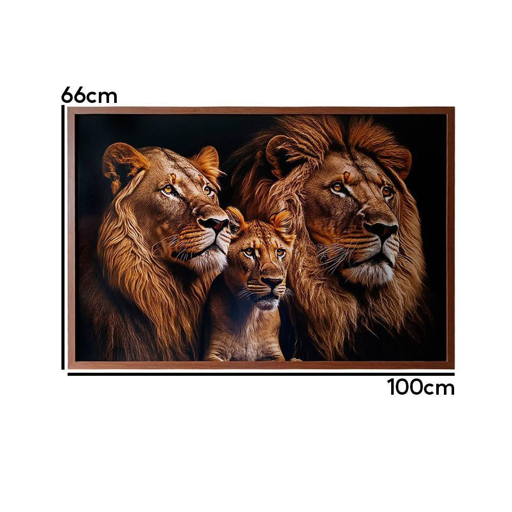 Quadro Decorativo Leões Moldura Cx Alta 100x66