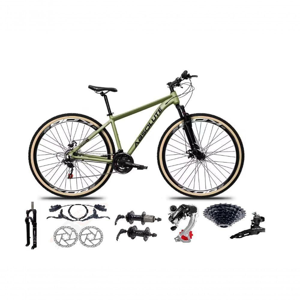 Bicicleta Aro 29 Absolute Nero 5 Câmbios Shimano 24v K7 Freios Hidráulicos Garfo Trava Com Pneu Faixa - Oliva Tam.19