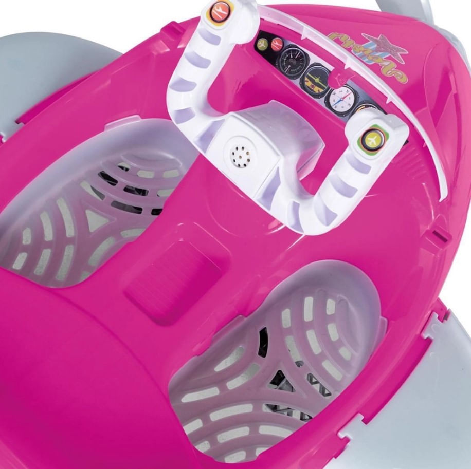 Carrinho Avião de Passeio e Pedal Bebe Aeroh Rosa Calesita 1034