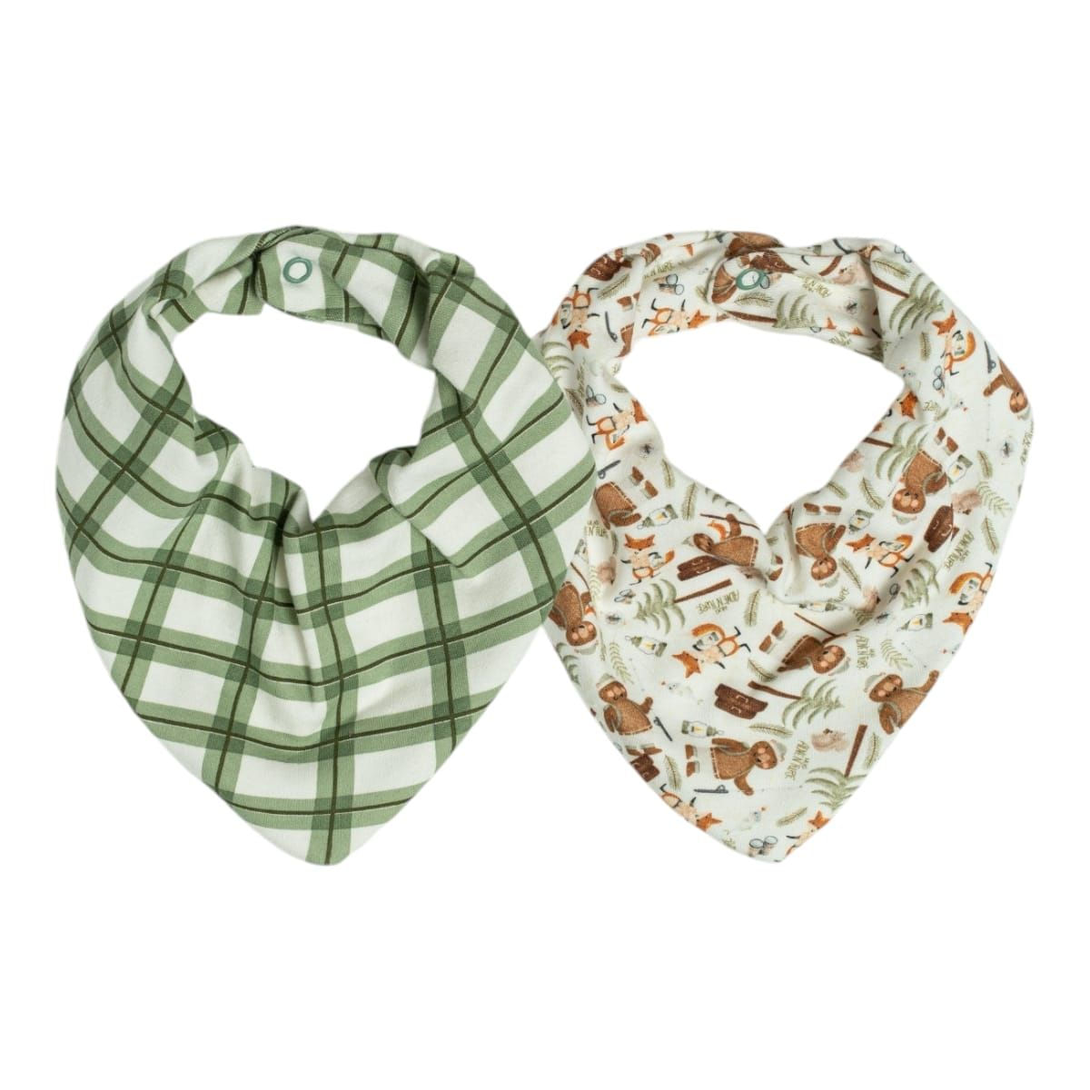 Kit Com 2 Babadores Bebê Bandana Camping Verde - Hug