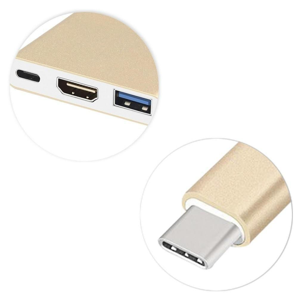 Adaptador 3x1 USB 3.1 Type-c Thunderbolt X Hdmi USB 3 Tipo C