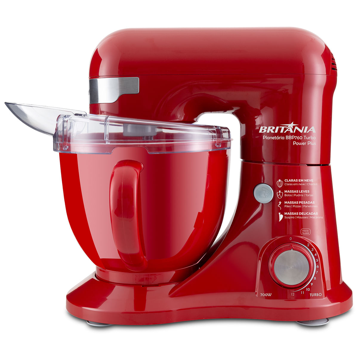 Batedeira Britânia Power Plus Turbo Vermelho 4,5l - 110v - Bbp760vm