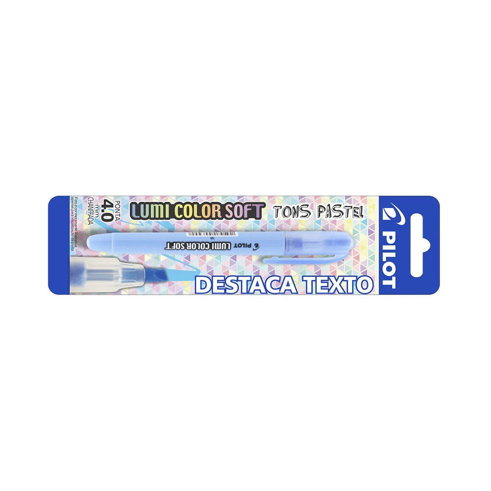 Marcador de Texto Pilot Lumi Color Soft Ponta Chanfrada Azul Pastel 4.0mm