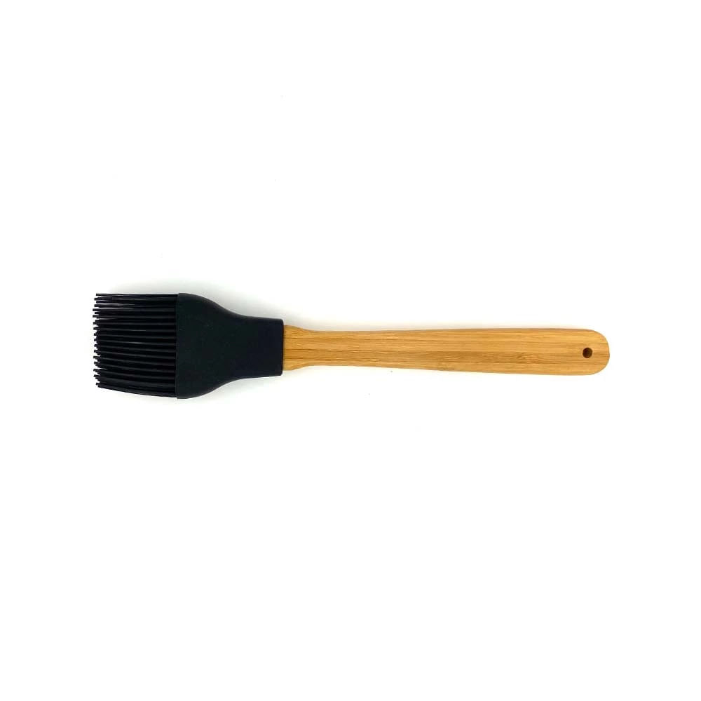 Pincel para Cozinha Le Bamboo em Silicone Preto e Cabo de Madeira