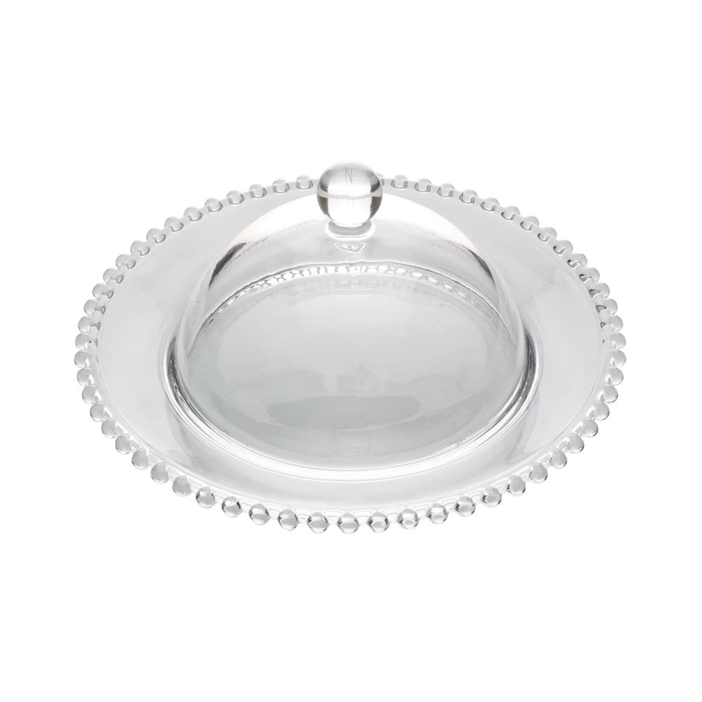 Queijeira de Cristal Wolff Pearl com Tampa 20x9cm