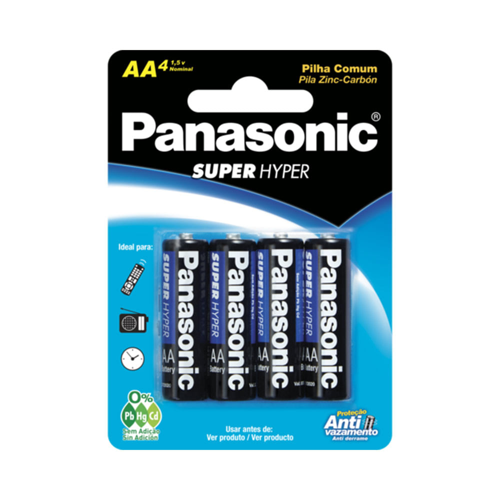 Pilha Panasonic Comum AA com 4 Unidades Super