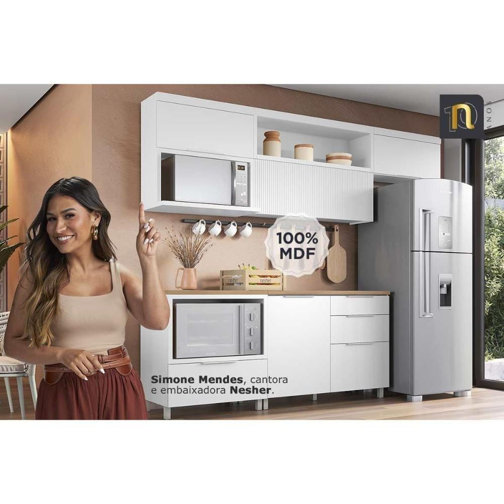 Balcão De Cozinha Modulado Marquesa Com 1 Porta E 3 Gavetas 120cm Nature Verde