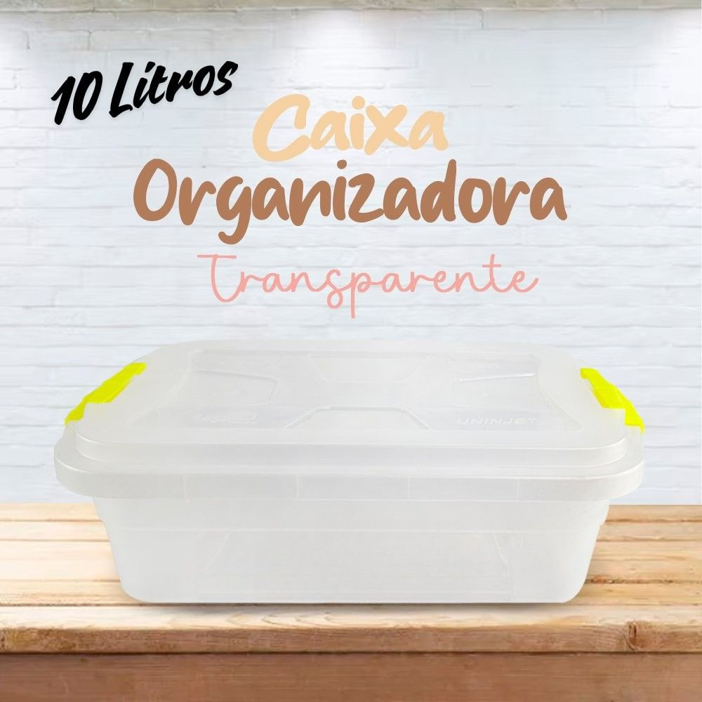 Caixa Organizadora 10 Litros Transparente Multiuso com Trava para Artesanato Brinquedos e Organização de Objetos