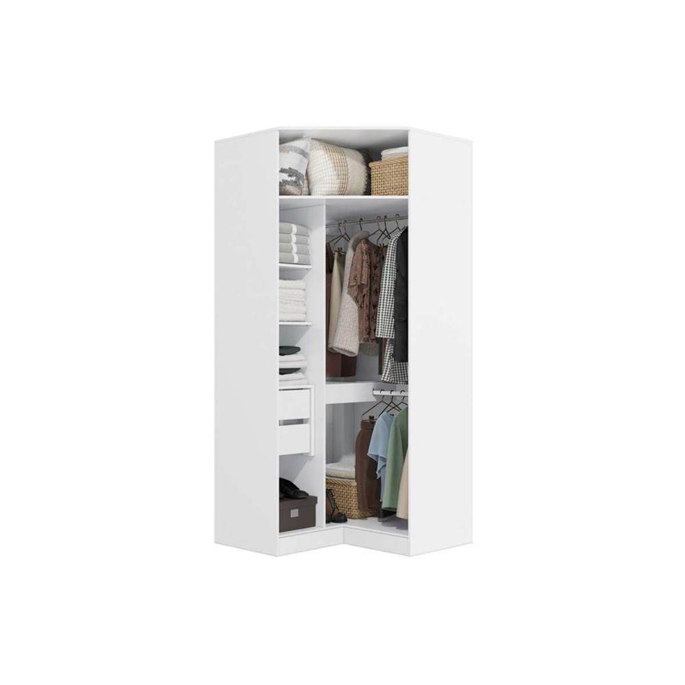 Módulo De Quarto Casal Closet De Canto Oblíquo Adapt N531 C- 2 Portas Branco-nogueira - Kappesberg