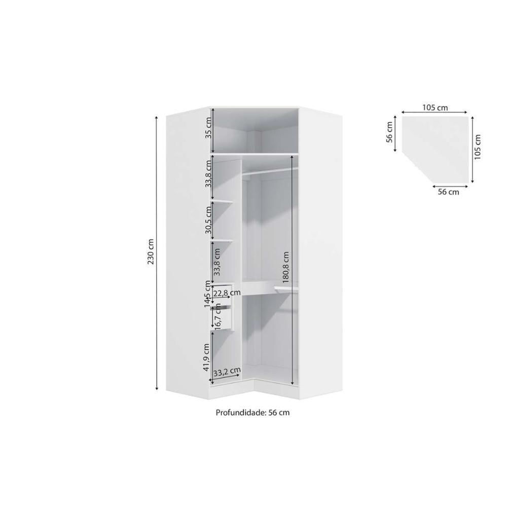 Módulo De Quarto Casal Closet De Canto Oblíquo Adapt N531 C- 2 Portas Branco-nogueira - Kappesberg