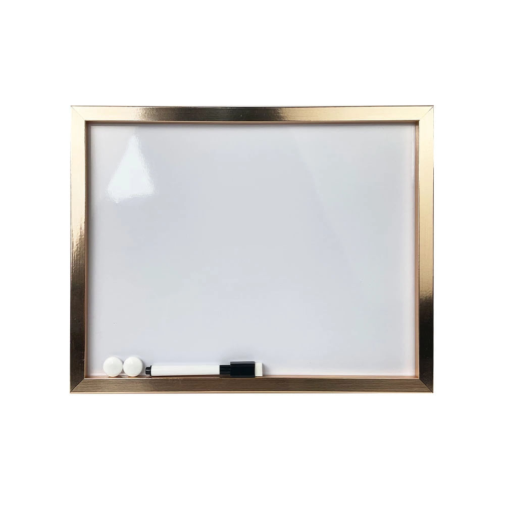 Quadro Magnético Branco Le com Marcador e Imãs Rosé Gold 35,5x27,9cm