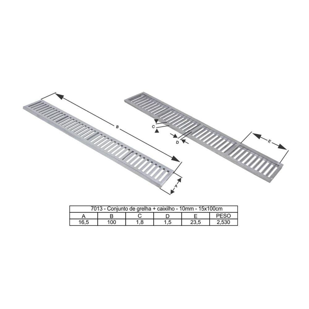 Kit 2 Ralo Grelha Linear Caixilho Alumínio Marrom 20x100cm