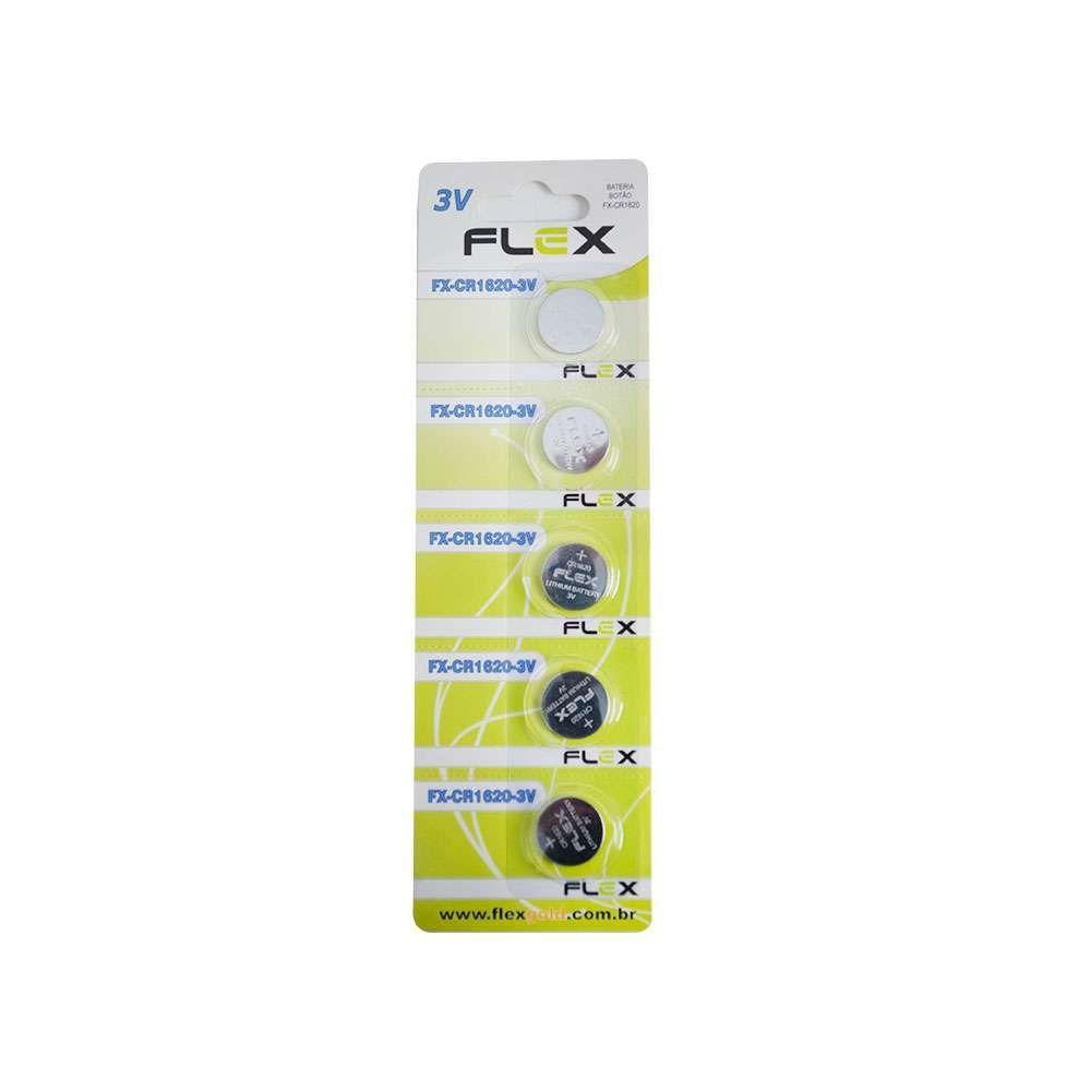 Pilha Bateria Cr1620 Lithium 3v Flex Cartela Com 5 Unidades