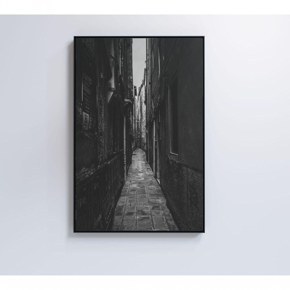 Quadro Viela Preto E Branco 80x120 Cm Tecido Canvas