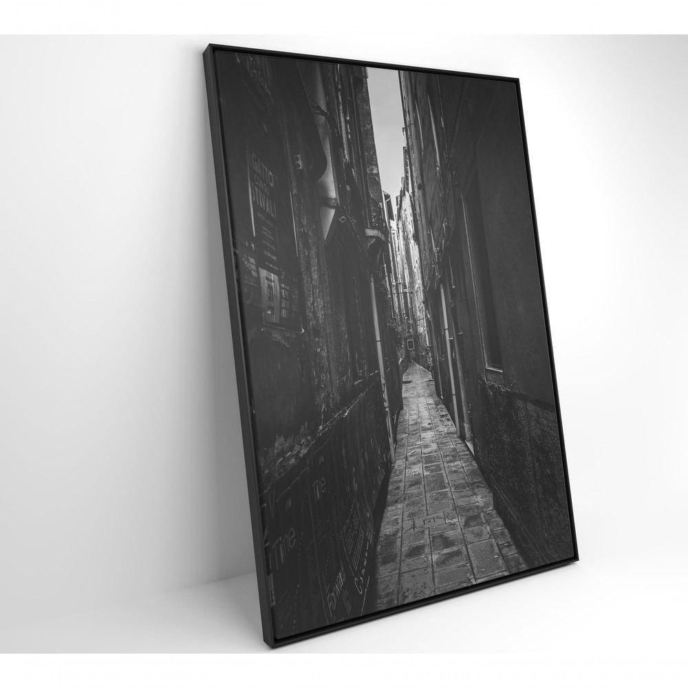 Quadro Viela Preto E Branco 80x120 Cm Tecido Canvas