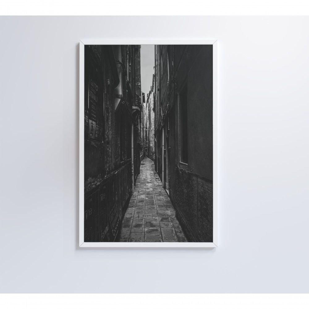 Quadro Viela Preto E Branco 80x120 Cm Tecido Canvas