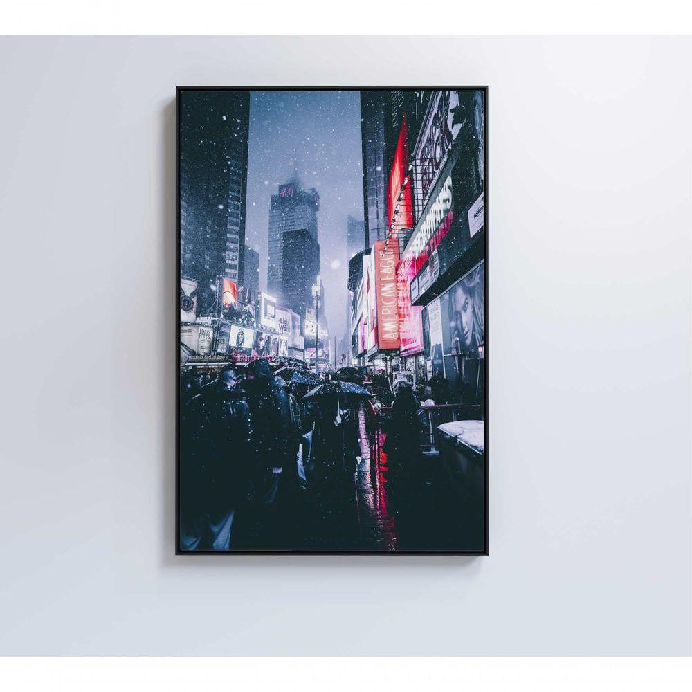 Quadro Times Square Neve 80x120 Cm Tecido Canvas