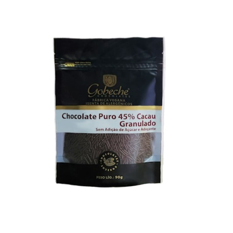 Chocolate Puro 45% Cacau Granulado Gobeche - Sem Açucar e Adoçante - 90g