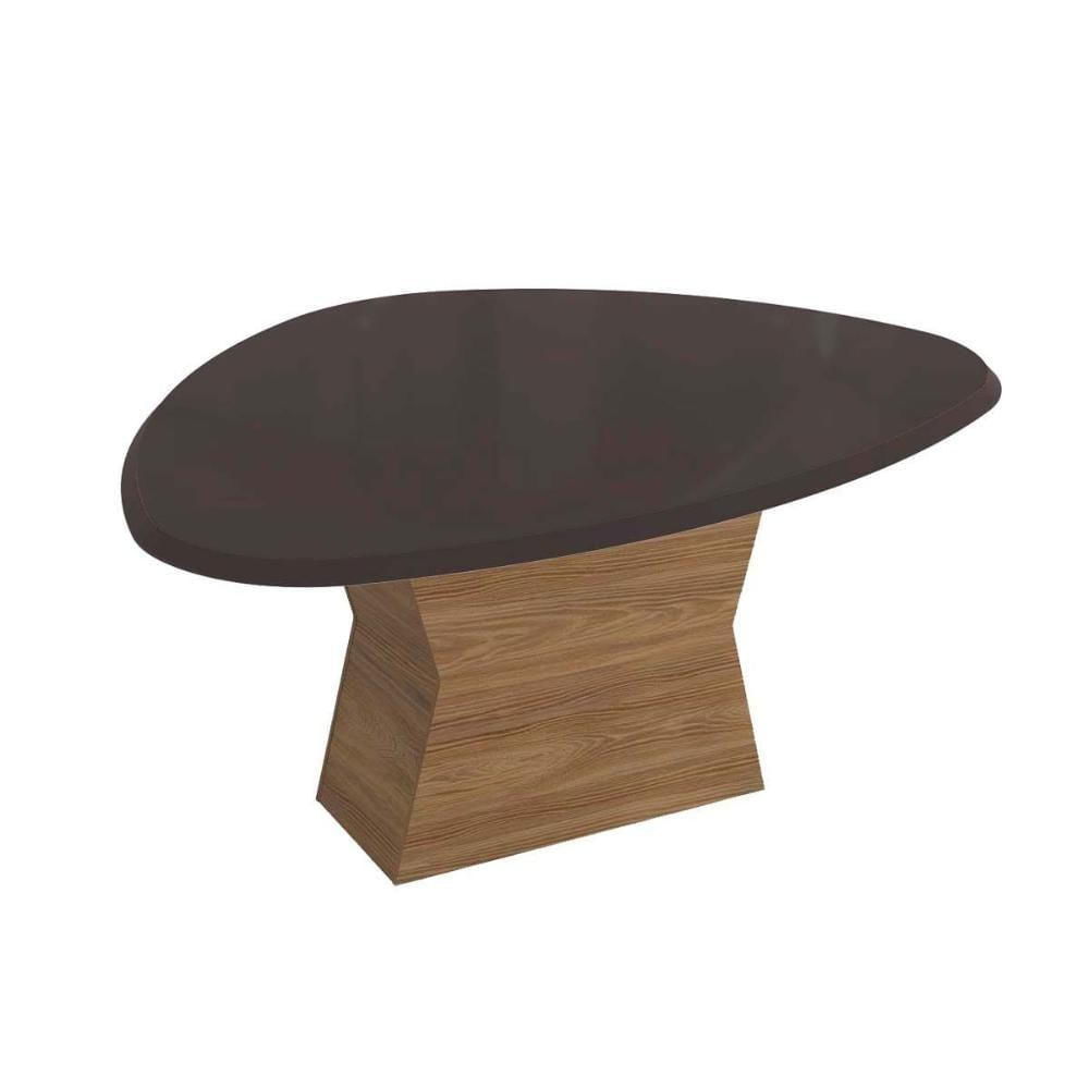 Mesa Para Cozinha Tília Com Tampo Madeirado Com Vidro 105x135cm Nogueira Preto Fosco Vidro Preto Kappesberg