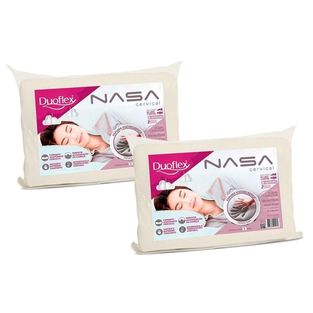 Travesseiro Viscoelástico Nasa Cervical Anatômico Nn2100 Kit C/ 2 Un (50x70) - Duo