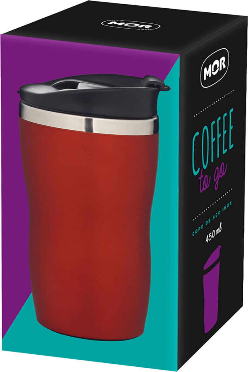 Copo Aço Inox 450ml Coffee To Go - Vermelho