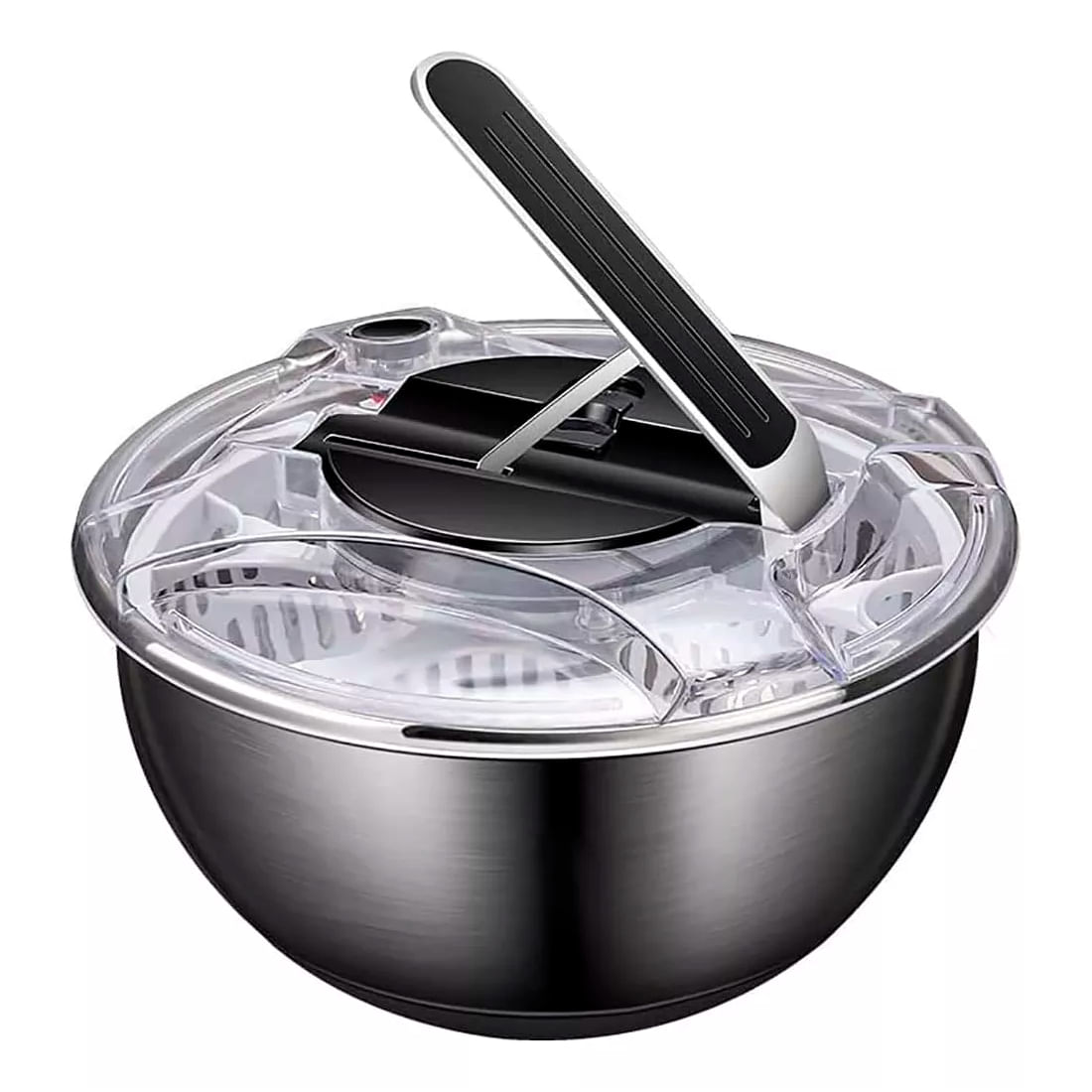 Centrifuga Seca Salada Escorredor Secador De Folhas E Verduras 28cm Mimo Style Com Bowl De Aço Inox 3,5 Litros