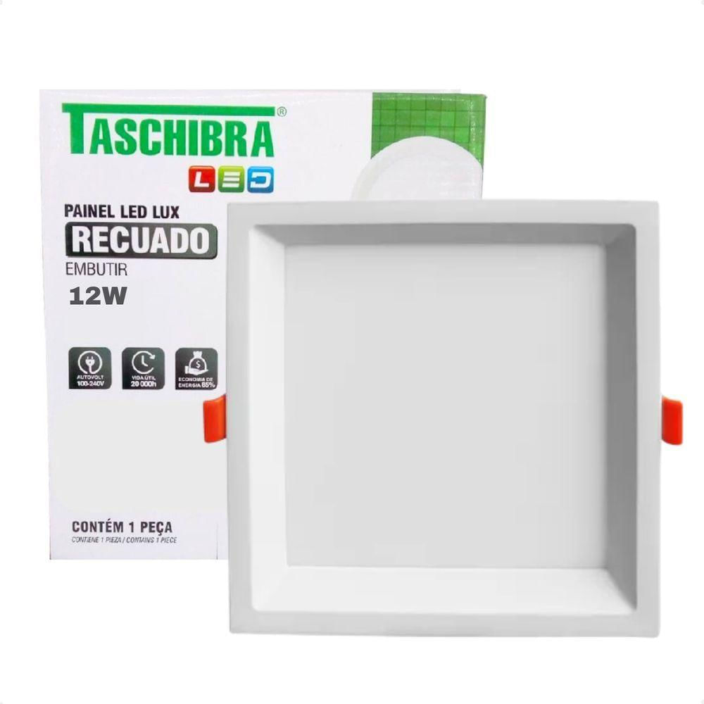 Kit 10 Painel De Led Quadrado Embutir Recuado 12w Bivolt Taschibra 3000k Quente