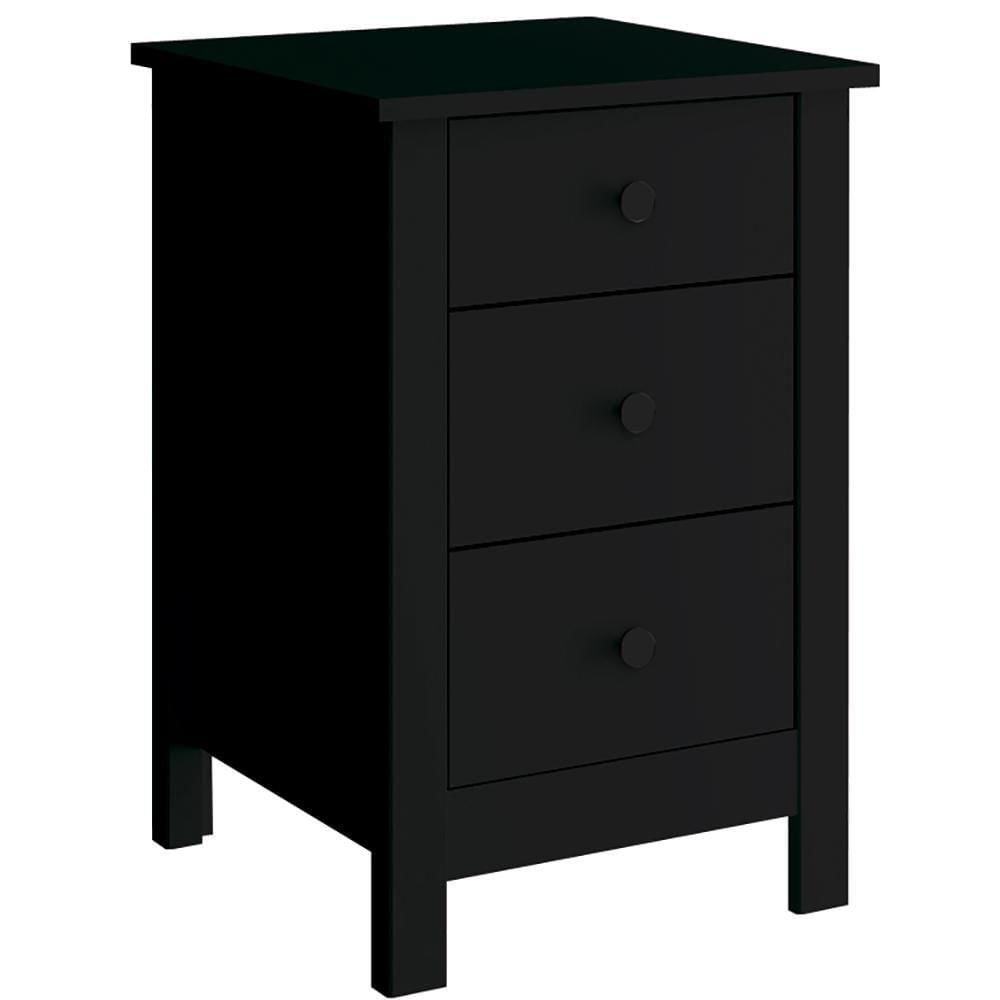 Mesa De Cabeceira 3 Gavetas 40 Cm Dm113 Preto Dtall Preto