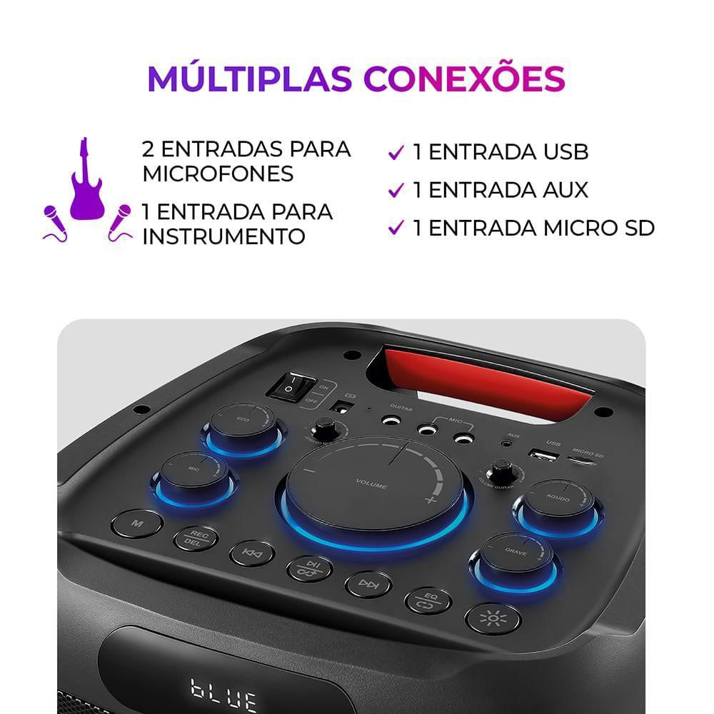 Caixa de Som Party Box AIWA Bluetooth Luzes Multicores AWS-PB-04 Party Box Bivolt