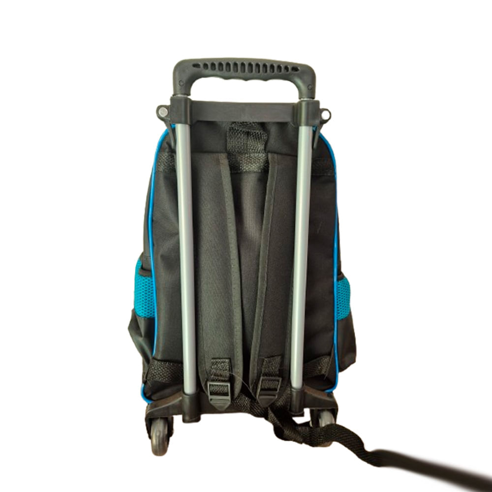 Mochila Escolar de rodinhas Coala Preto e Azul 3 Zíperes