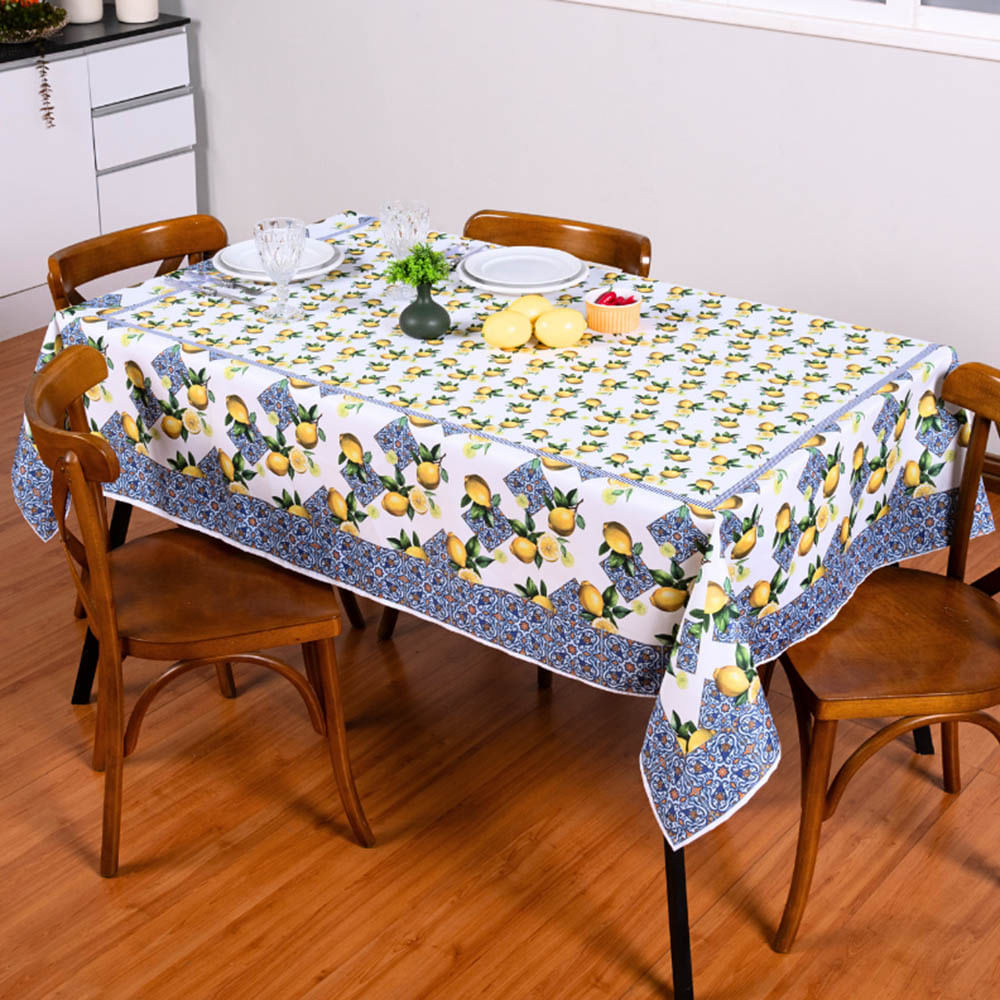 Toalha de Mesa Tropical Microfibra Estampada 1,50m x 1,50m para 4 Lugares - Limão