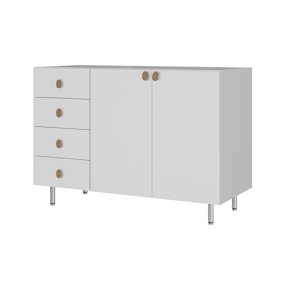 Balcão de Cozinha sem Tampo Maranello 100% MDF 2 PT 4 GV Branco