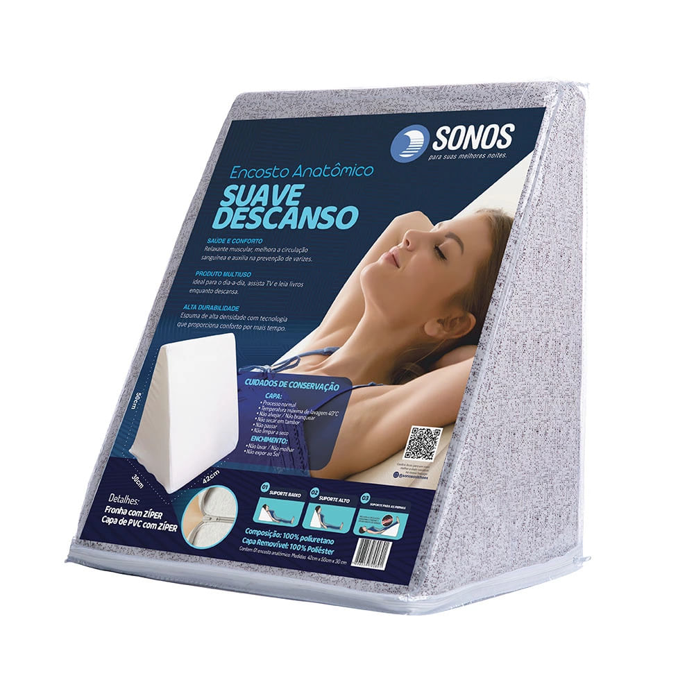 Encosto Anatômico Sonos Suave Descanso 50x42x30cm Branco Chapiscado Marrom