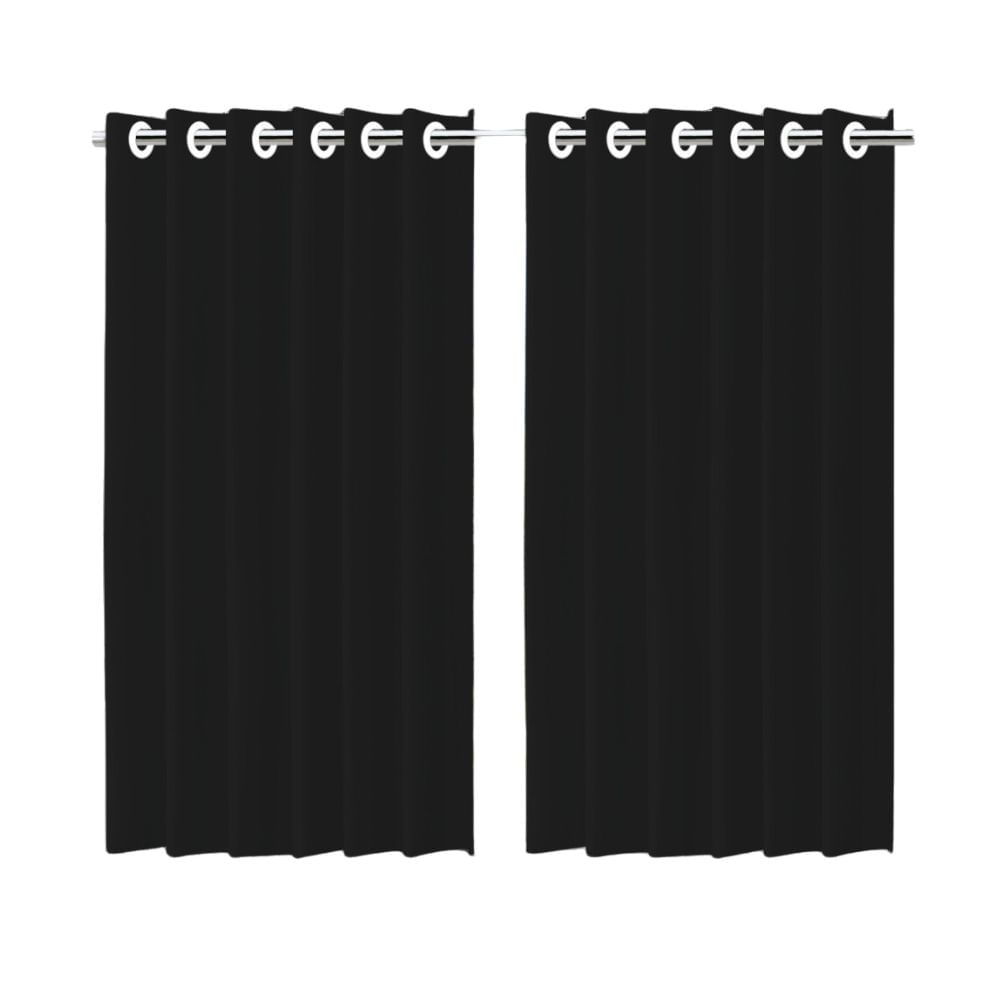 Cortina Blackout Preto 280x180cm com Ilhós Moderna e Eficiência para Privacidade e Bloqueio de Claridade Decoração