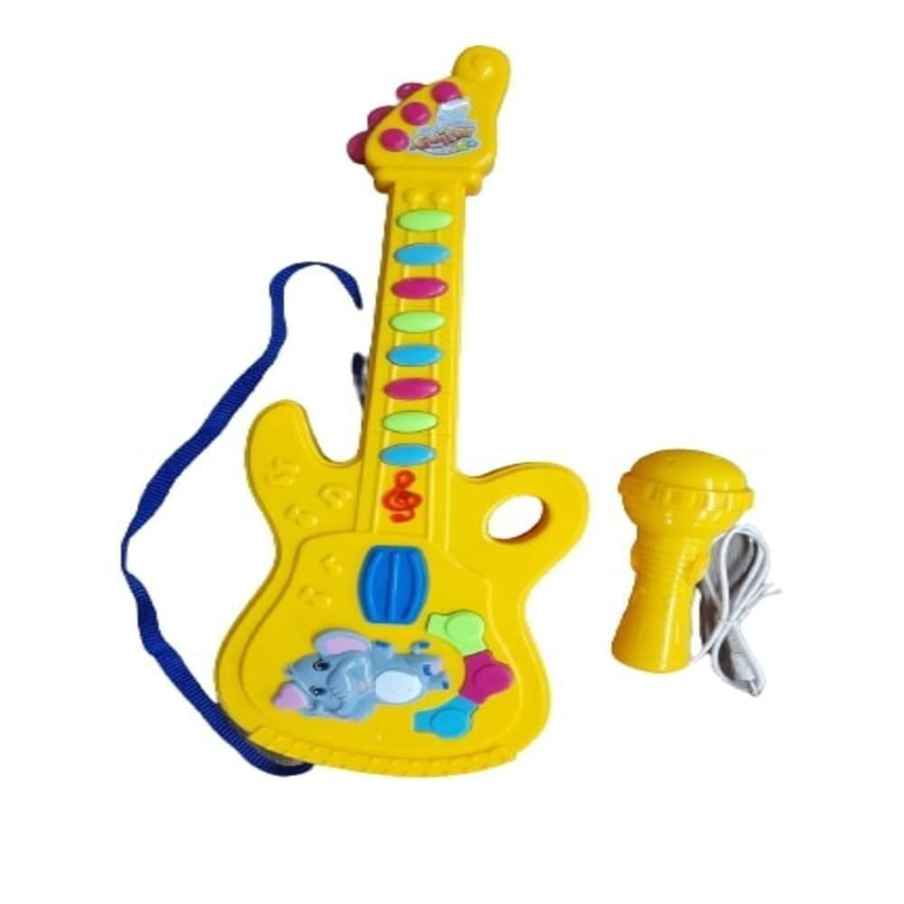 Guitarra Infantil Eletrica Com Microfone Karaoke Som E Luz Musical Bebe Criança