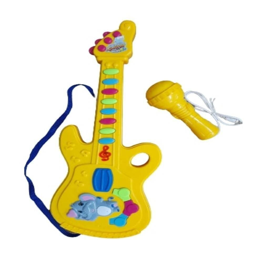 Guitarra Infantil Eletrica Com Microfone Karaoke Som E Luz Musical Bebe Criança