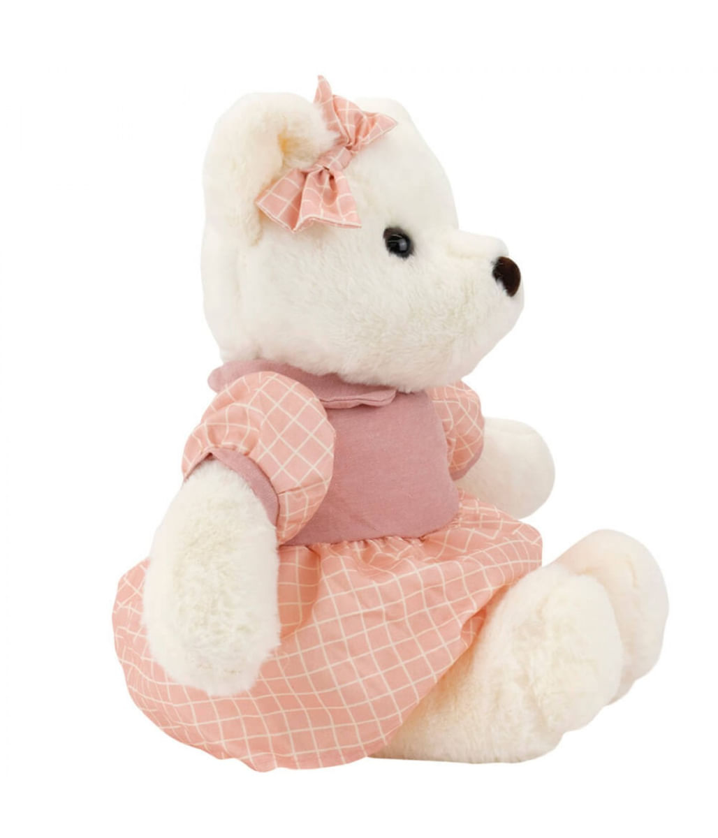 Urso Vestido Rosa Quadriculado 40cm - Pelúcia - Tudo em  Caixa