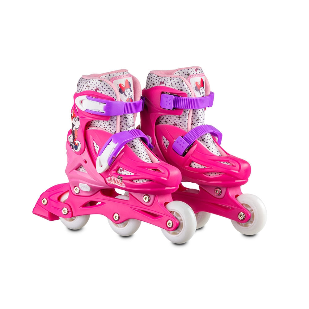 Patins Inline Multikids 2 em 1 Minnie Tamanho 31 a 34