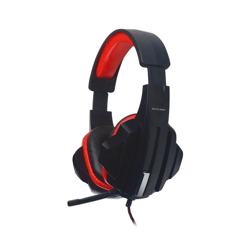 Headset Gamer Multilaser Conexão P2 Cabo de Nylon Preto e Vermelho Color Modelo PH120