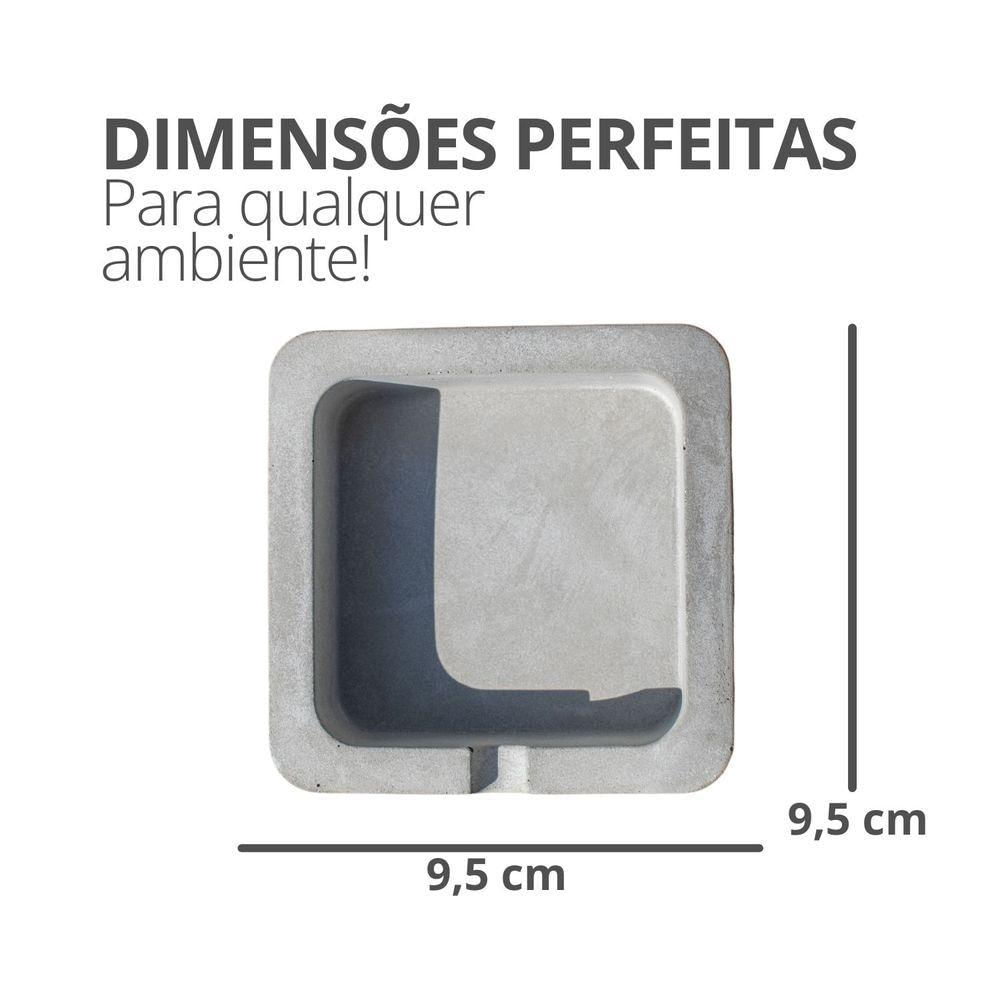 Cinzeiro Quadrado 9cm Aleta Artesanal Em Cimento Palha