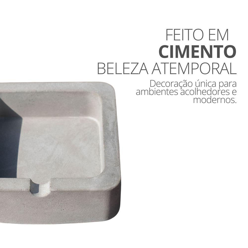 Cinzeiro Quadrado 9cm Aleta Artesanal Em Cimento Palha