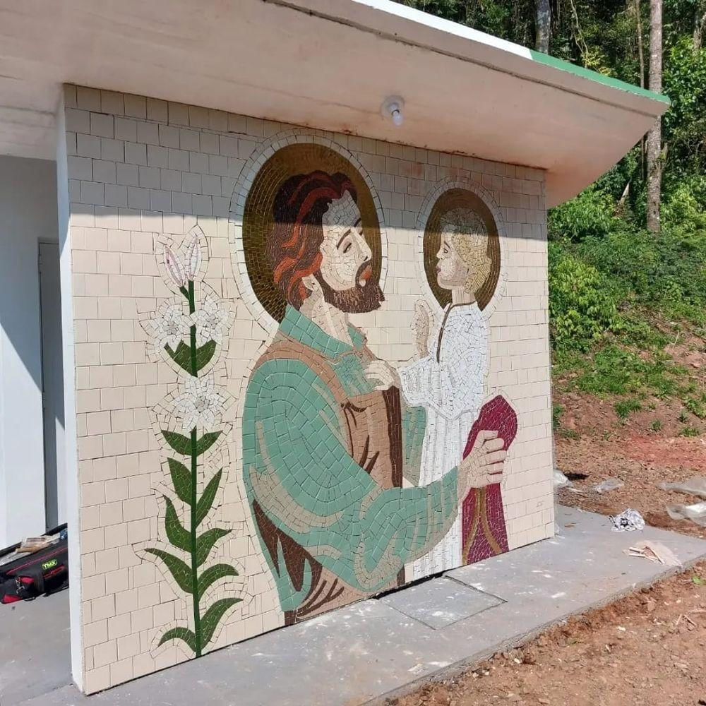 Mosaico De São José E O Menino Jesus Tamanho 200x200cm