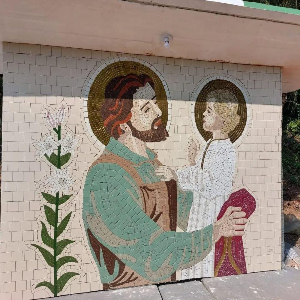 Mosaico De São José E O Menino Jesus Tamanho 200x200cm